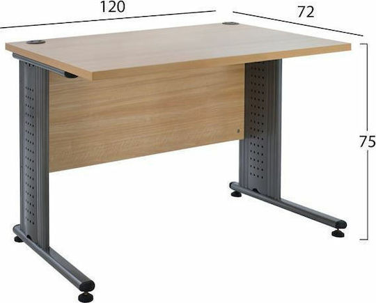 Birou Profesional Din Lemn Bej Cu Picioare Metalice 120x72x75cm