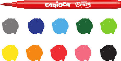 Carioca Super Brush Drawing Markers Thin Set 10 Colors 42937