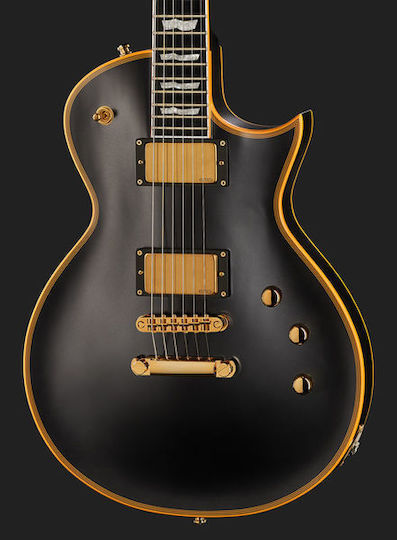 ESP E-II Eclipse Chitară Electrică Tăietură unică cu HH Configurație Doze Vintage Black cu Husă