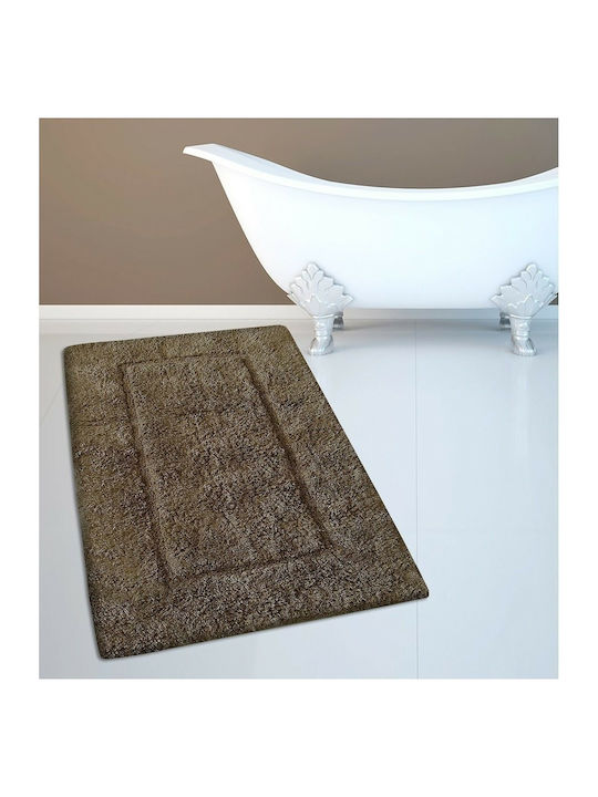 San Lorentzo Bath Mat Cotton Border 1006 BROWN Brown 50x80cm