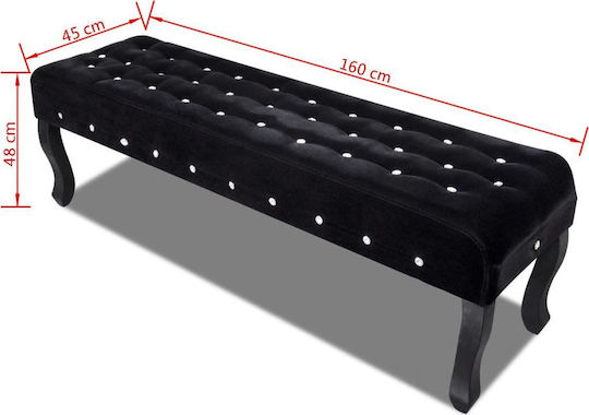 Столче За Пейка Облечено В Кадифе Черно 160x45x48см