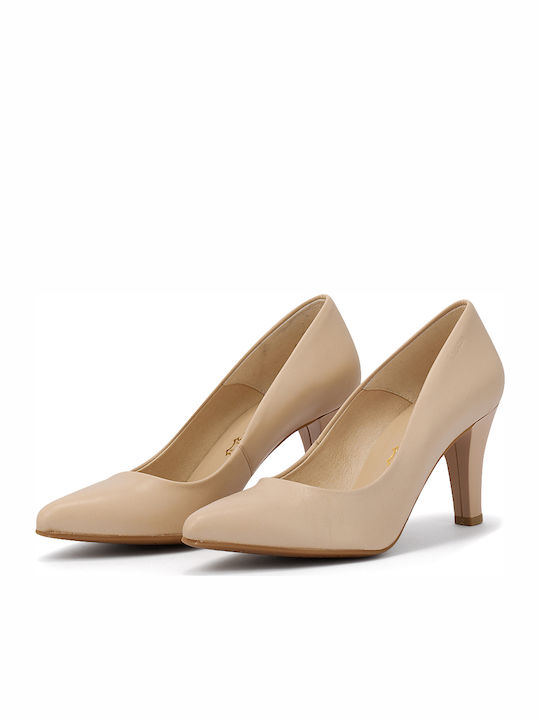 Anatomic Leather Pointed Toe Beige Medium Heels