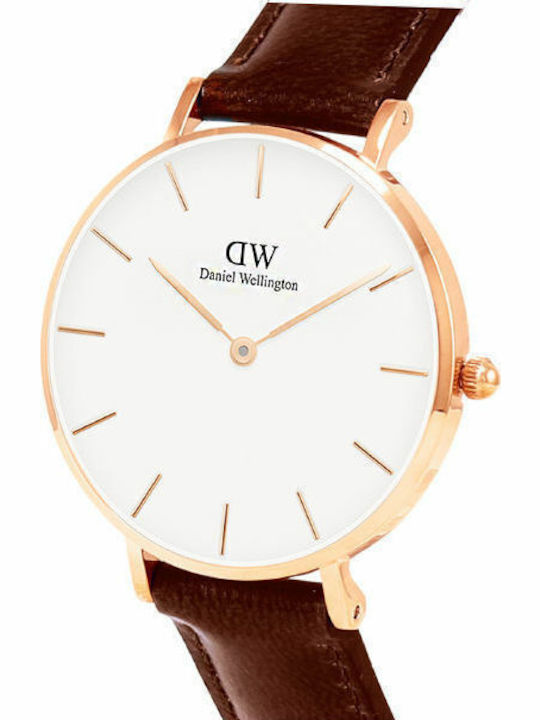 Daniel Wellington Classic Petite St Mawes Women's Watch with Brown Leather Strap