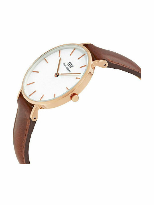 Daniel Wellington Classic Petite St Mawes Women's Watch with Brown Leather Strap
