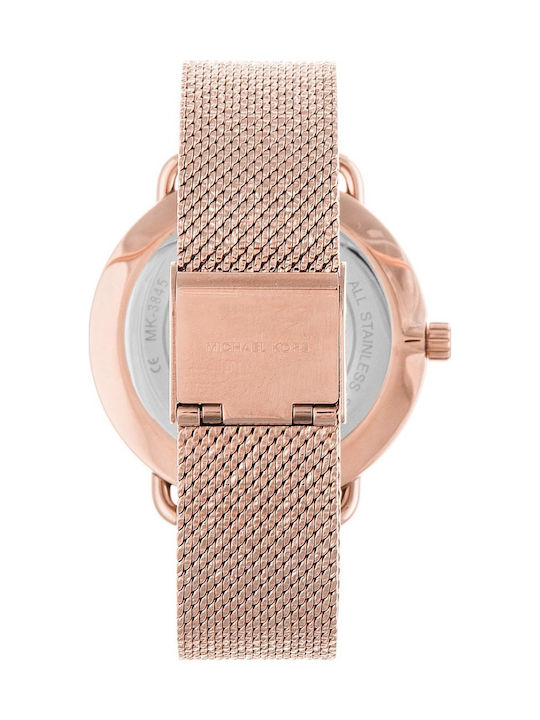 Michael Kors Portia Pave Γυναικείο Ρολόι 37mm Χρονογράφος Μπαταρίας με Ροζ Χρυσό Μεταλλικό Μπρασελέ