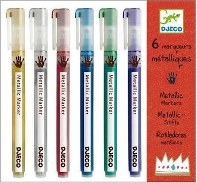 Djeco Μεταλλικοί Zeichenmarker Dünne Set 6 Farben