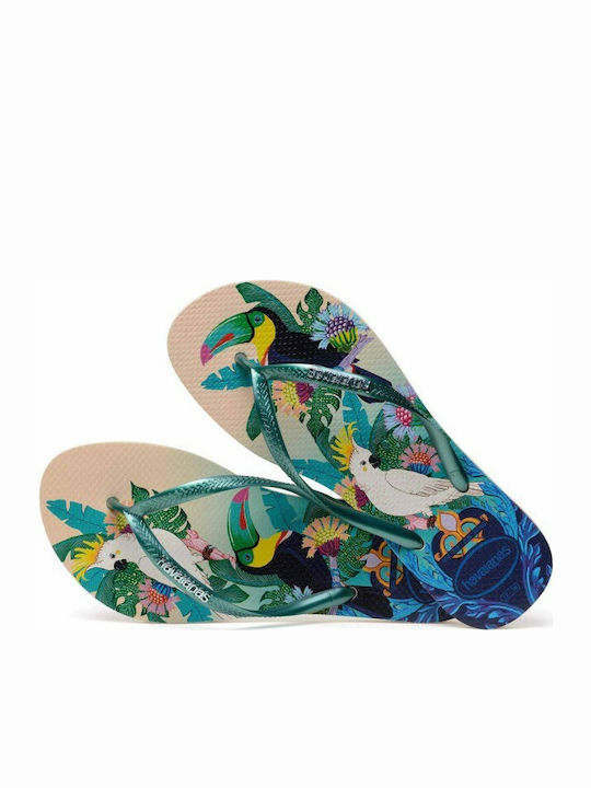 Slim Tropical Frauen Flip Flops in Grün Farbe
