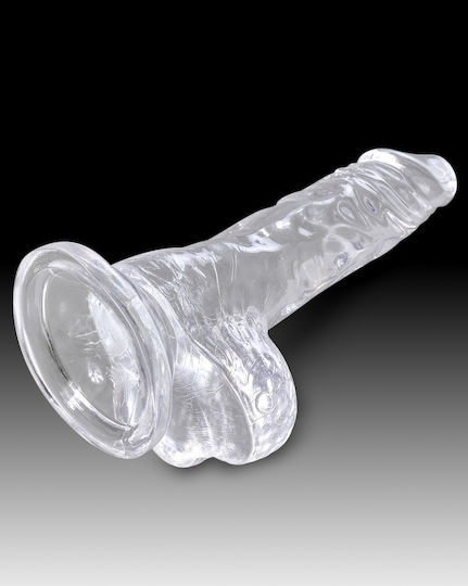 King Cock Clear Glass Dildo with Balls and Suction Cup Transparent 10cm