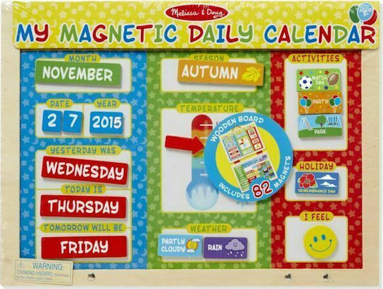 Melissa & Doug My First Daily Magnetic Calendar Εκπαιδευτικό Παιχνίδι Γνώσεων από Ξύλο για 3+ Ετών