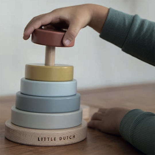 Little Dutch Stacking Toy Stacking Rings Pure & Nature made of Wood for 12++ Months