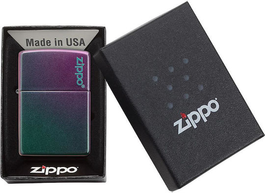 Zippo Klassischer Logo Winddichter Feuerzeug Flamme Iridescent