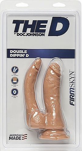 The D Double Dippin D FIRMSKYN Διπλό Dildo με Όρχεις και Βεντούζα Vanilla 15cm