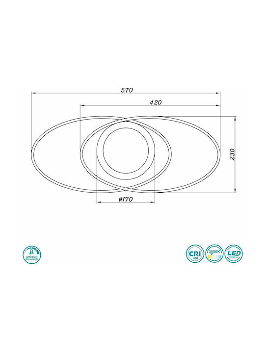 Trio Lighting Galaxy Ceiling Mount Light 57cm Black with Integrated LED