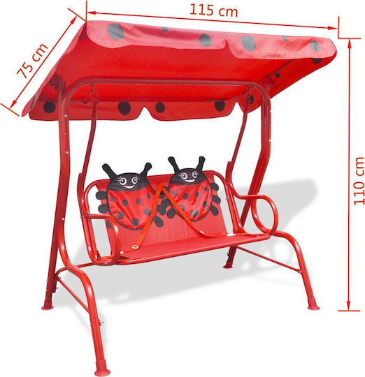 vidaXL Metal Double with Seatbelt Swing Set with Stand Love Bug 110x75x110cm Red