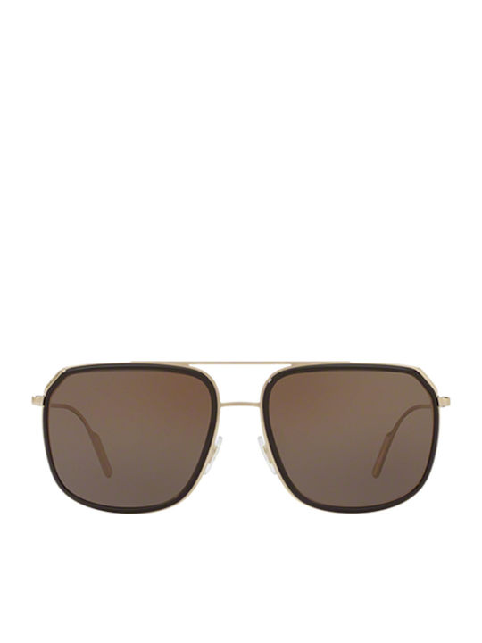 Dolce & Gabbana Men's Sunglasses with Gold Metal Frame and Brown Lens DG2165 488/73