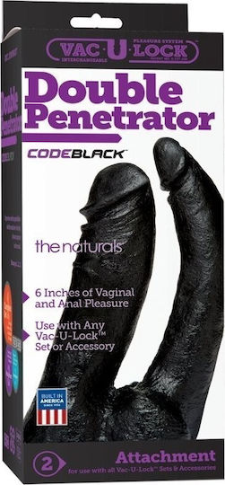 Vac U Lock CodeBlack Double Penetrator Διπλό Dildo Black 15cm