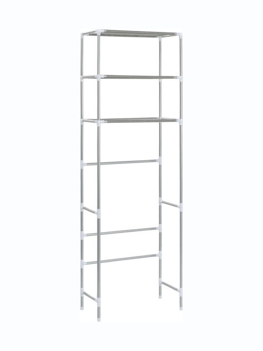vidaXL Floor Bathroom Shelf Metallic with 2 Shelves 53x28x169cm Silver