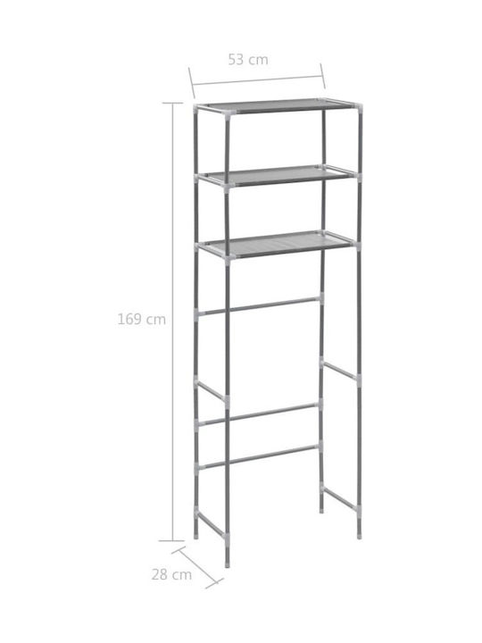 vidaXL Floor Bathroom Shelf Metallic with 2 Shelves 53x28x169cm Silver