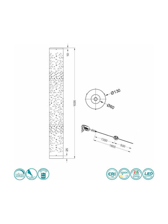 Trio Lighting Tico LED Φωτιστικό Δαπέδου Υ103xΜ13εκ. με RGBW Φως 700lm Λευκό