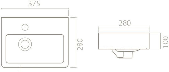 Cerastyle Επικαθήμενος Νιπτήρας Πορσελάνης 37x28x10cm Λευκός