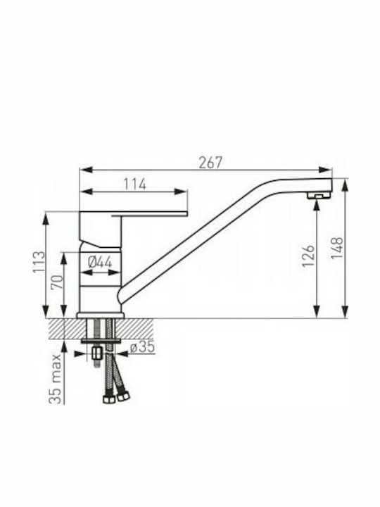 Ferro Algeo Kitchen Faucet Counter Silver