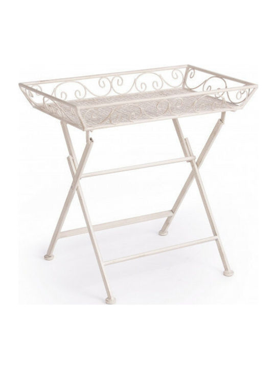 Emily Rectangular Metal Side Table White 63x63x40 cm