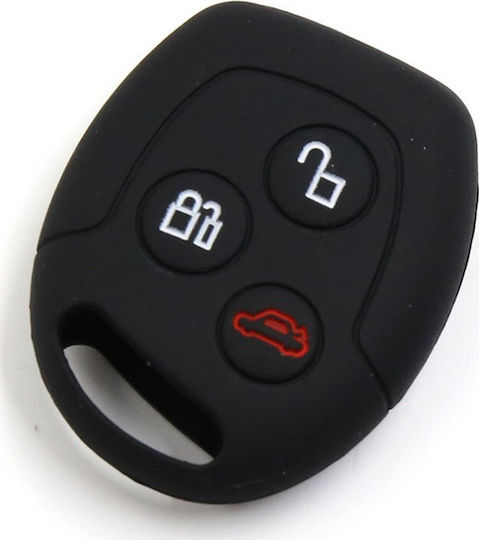 Silicone Car Key Cover Case with 3 Buttons for Ford Black
