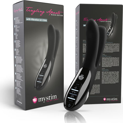 Mystim Tingling Aparte E-Stim Διπλός Δονητής 25cm Μαύρος