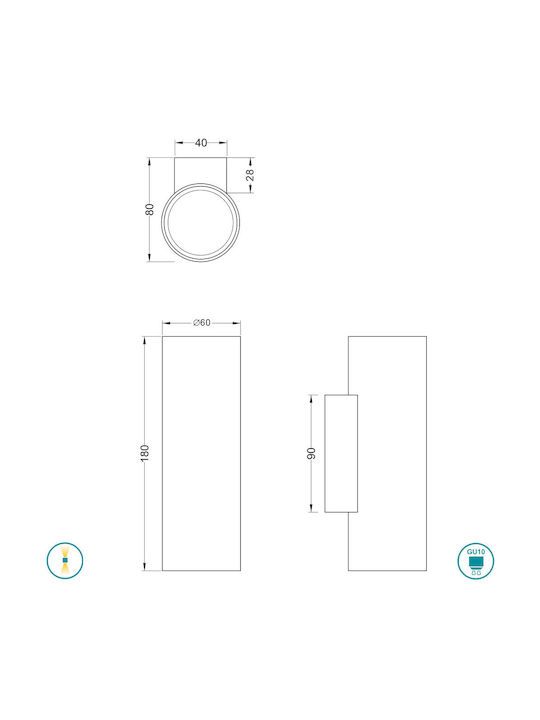 Trio Lighting Marley Modern Lamp Wall with Socket GU10 Black 18x18x18cm