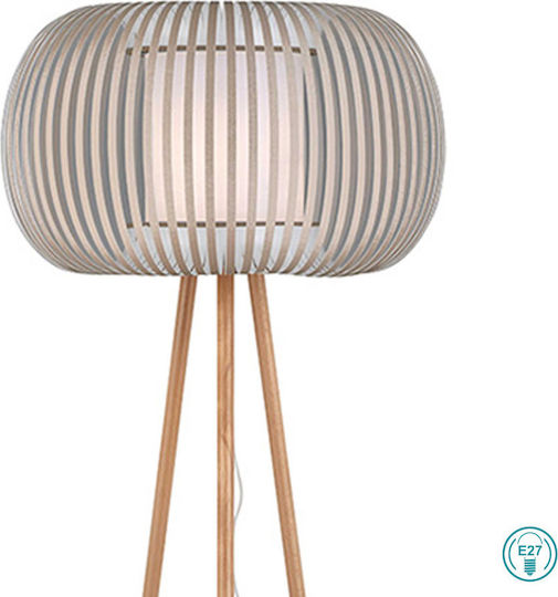 Viokef Iris Lampadar De Podea Înălțime 150xLungime 50cm Cu Bază De Bec E27 Bej / Stejar