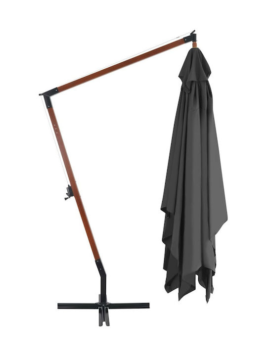 Hanging Square Wicker Grey Garden & Terrace Parasol 4x3m