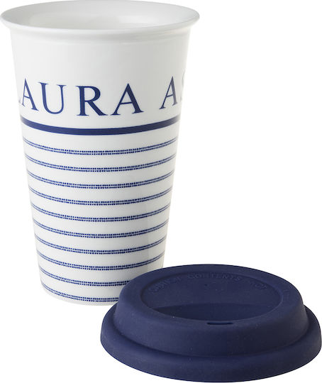 Laura Ashley Blueprint Becher aus Porzellan mit Deckel Weiß 370ml Laura Ashley Blueprint Becher aus Porzellan mit Deckel Weiß 370ml