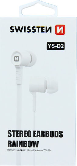 Swissten Rainbow YS-D2 In-ear Handsfree με Βύσμα 3.5mm Λευκό