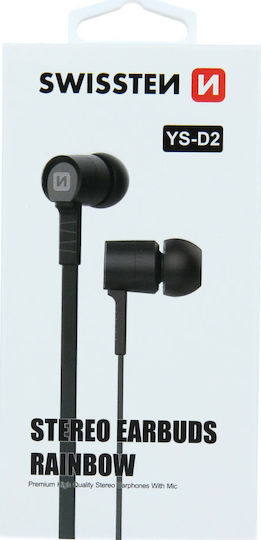 Swissten Rainbow YS-D2 In-ear Handsfree με Βύσμα 3.5mm Μαύρο