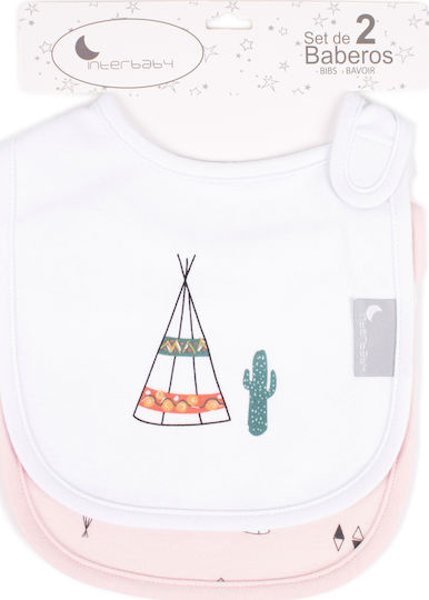 Interbaby Σαλιάρα Υφασμάτινη με Αυτοκόλλητο Cabanas Pink 2τμχ