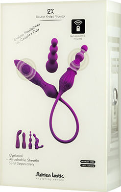 Adrien Lastic 2X Double Vibrator Double Vibrator with Remote Control 58.5cm Purple