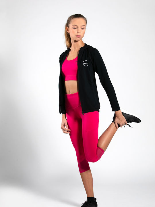 Runner 17-18130 Damen Sweatshirt Strickjacke mit Kapuze Schwarz
