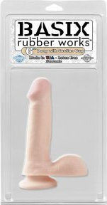 Basix Rubber Works Glass Dildo with Balls and Suction Cup Flesh 15cm