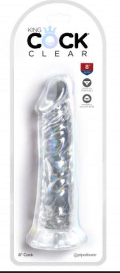 King Cock King Cock Γυάλινο Dildo με Βεντούζα Clear 20cm
