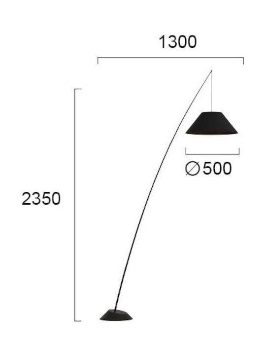 Viokef Rod Lampa de podea Î235xL50cm. cu Soclu pentru Bec E27 Negru