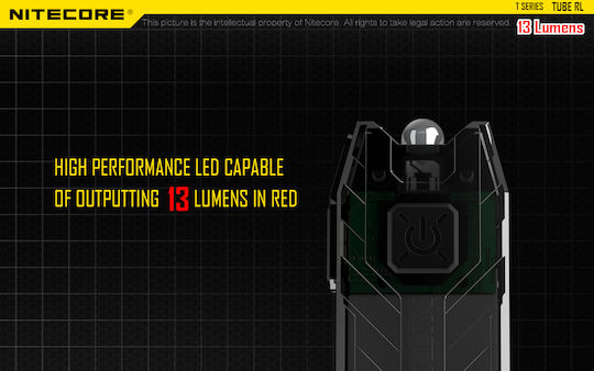 NiteCore Rechargeable Keychain Flashlight LED UV IP65 with Maximum Brightness 13lm Tube Rechargable RL Embedded Black