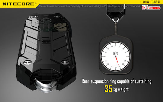 NiteCore Rechargeable Keychain Flashlight LED UV IP65 with Maximum Brightness 13lm Tube Rechargable RL Embedded Black