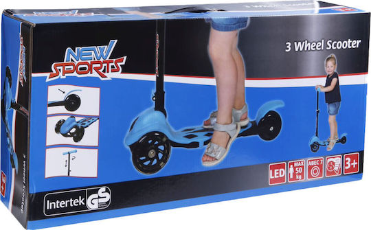 Vedes Kinderroller Klappbar 3-Rad mit LED-Beleuchtung Hellblau
