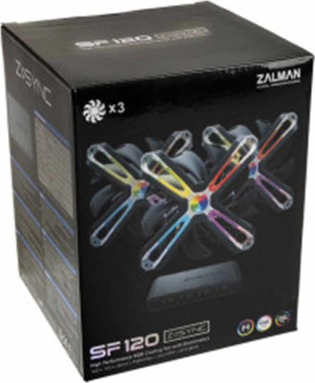 Zalman SF120A3 Вентилатор За Кутия (1500 Оборота / 54 CFM) С ARGB Осветление И Свързване 4-Изводна ШИМ 3 Бр