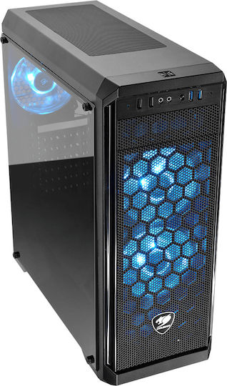 Cougar MX330-G Air Gaming Midi Tower Κουτί Υπολογιστή με Πλαϊνό Παράθυρο Μαύρο