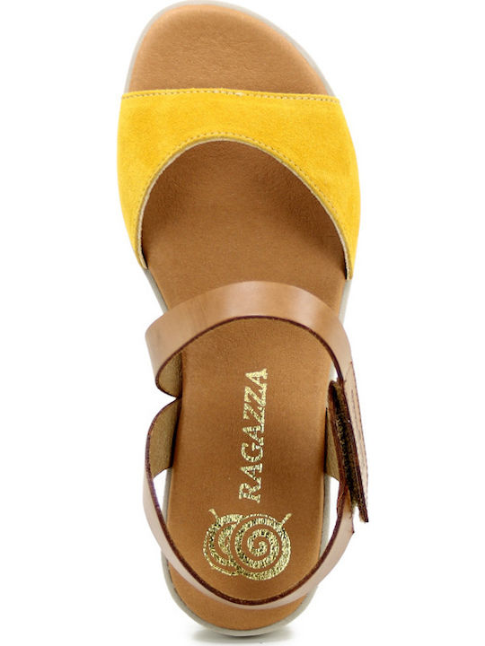 Anatomic Women's Leather Ankle Strap Platforms Yellow