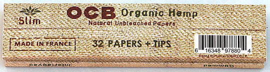 Ocb Organic Hemp Листчета за свиване на цигари Slim King Size с Тръбички 32 листове 1бр