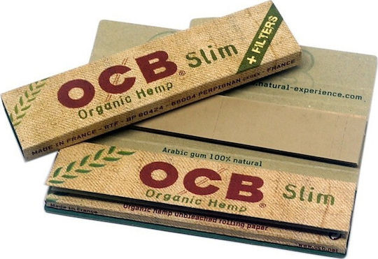 Ocb Organic Hemp Листчета за свиване на цигари Slim King Size с Тръбички 32 листове 1бр