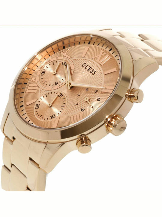 Guess Women's Watch Chronograph with Pink Gold Metal Bracelet