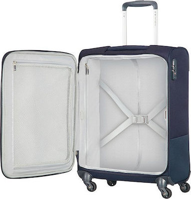 Samsonite Base Boost Cabin Travel Suitcase Fabric Blue with 4 Wheels Height 55cm.